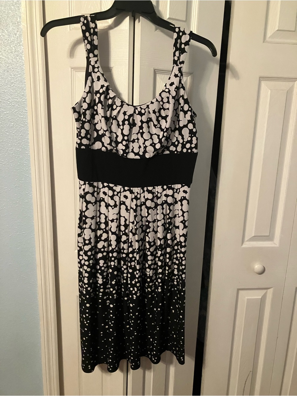 R&M Richards Black and White Polka Dot Midi Dress size 16
